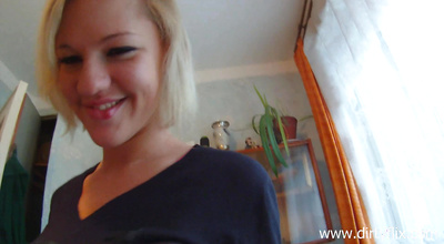 Wicked darling Diana using pole for her creamy fur pie