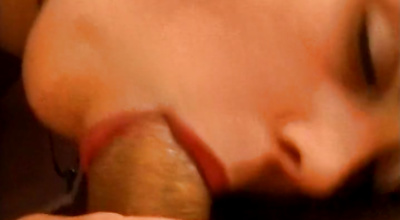 Overwhelming honey is eagerly sucking male's rock hard fuck stick before fucking