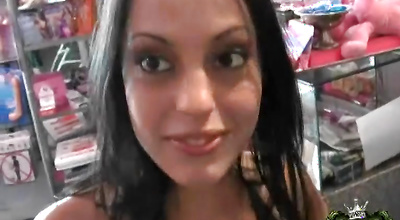 Dazzling latin princess Genie swallows one biggest pipe