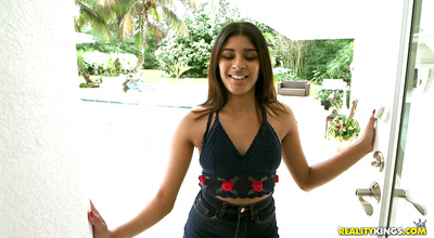 Talented fucker is trying to tempt appetizing latin brown-haired floosy Katalina Mills